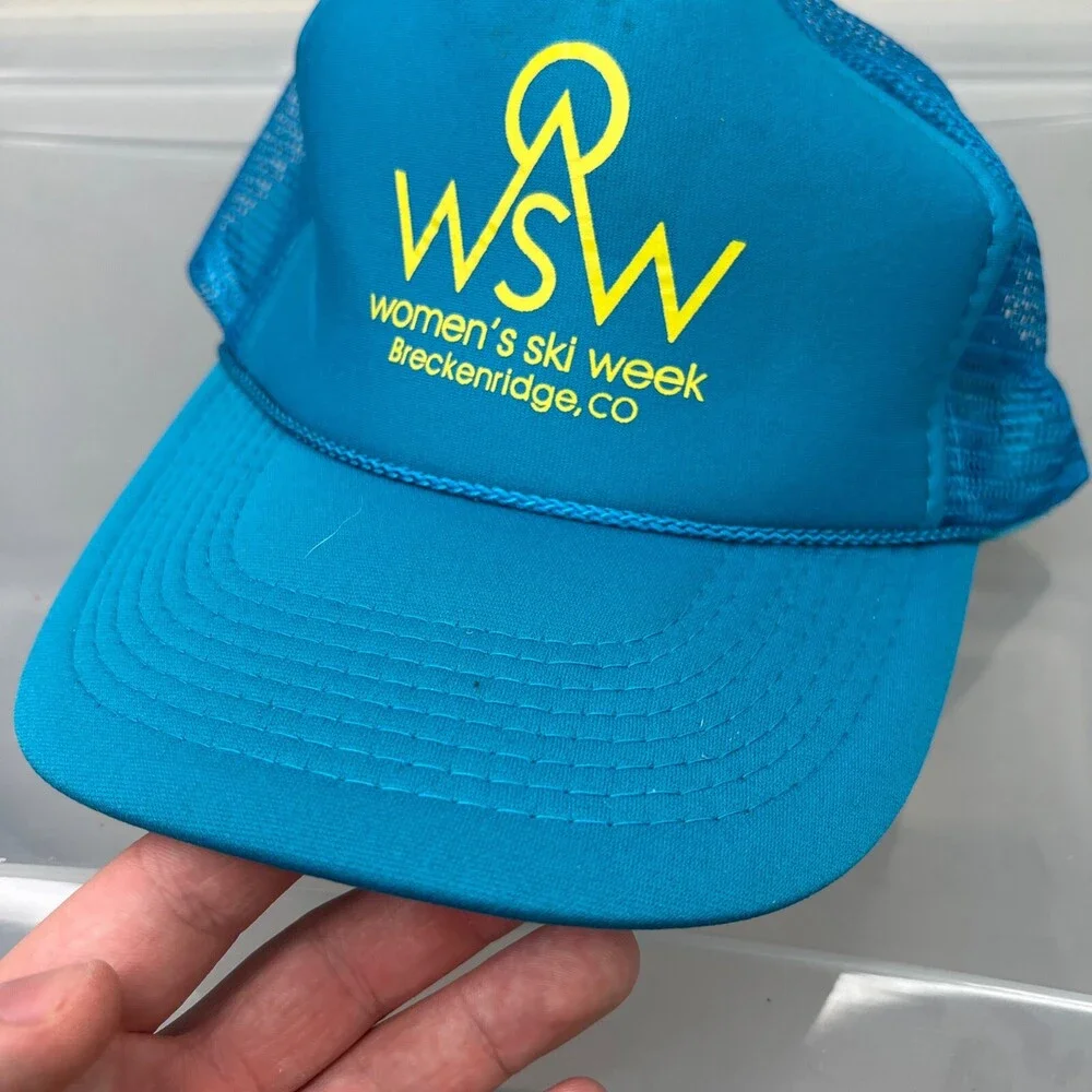 Otto Ski Week Trucker Hat Womens Adjustable Blue Snapback Mesh Winter Sports Cap